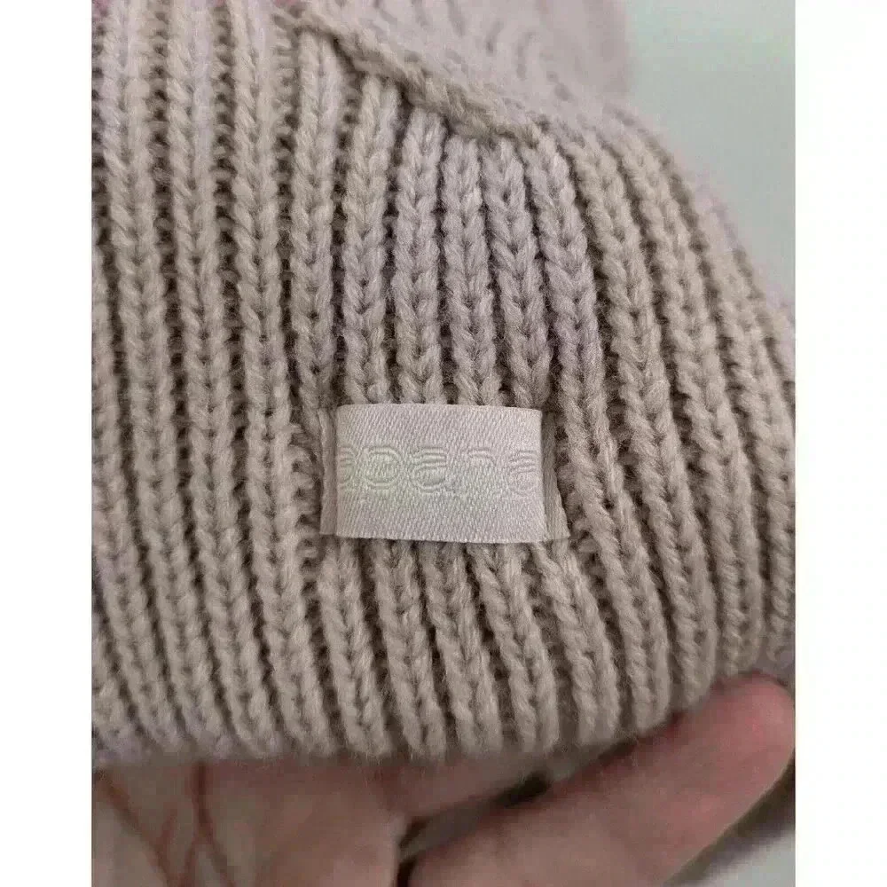 Apana Pink Knit Fleece Faux Fur Lined Chunky Beanie Winter Hat